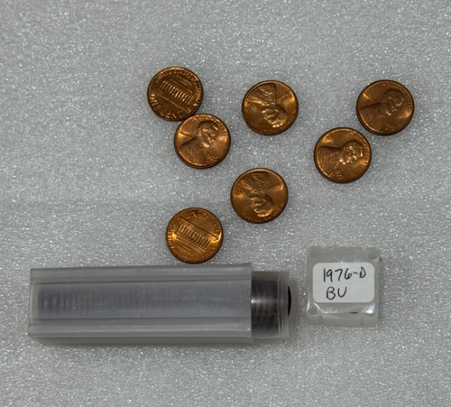 1976-D Lincoln Cents BU Tube of Uncirculated 50 Pennies ~ NICE - Picture 2 of 3