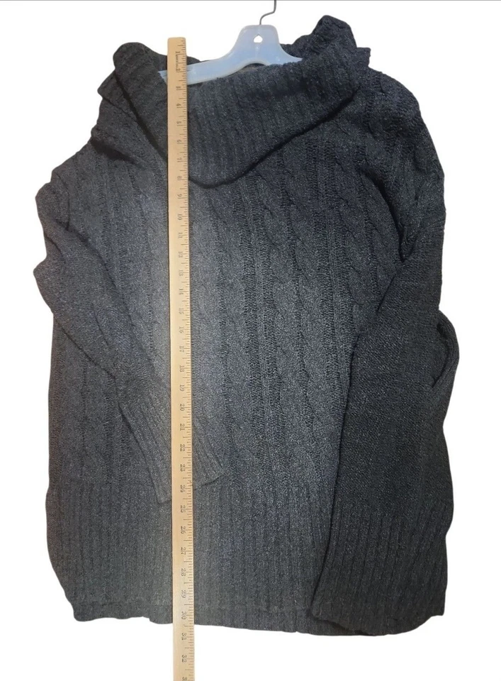 Suéter largo Mossimo Supply Co XXL gris tejido con cable cuello capucha para mujer Foto 3 de 4