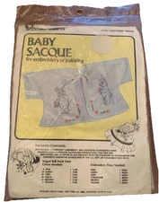 NEW Vintage 1970s Vogart Crafts Baby Sacque Top For Embroidery FOREST FRIENDS