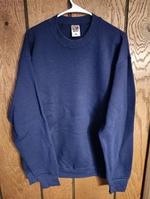 Lot Of 3 Vintage NOS Fruit Of The Loom Sweatshirt Mens L Long Sleeve Blue Blank