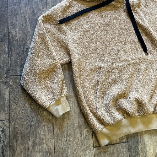 Forever 21 Hoodie Jacket Men's M Camel Brown Sherpa Fleece Pullover Furry Winter - Picture 2 of 7