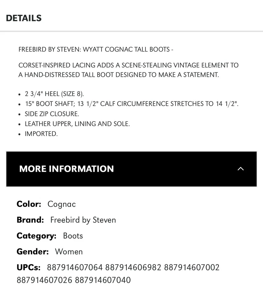 FREEBIRD by Steven Wyatt Cognac 棕色皮革系带骑行靴 6 码 — 第 3/4 张图片