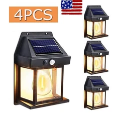 4PACK Solar Power Lights PIR Motion Sensor Wall Lamp LED Garden Outdoor Security