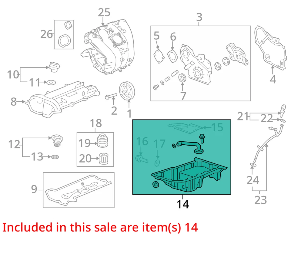 Chevrolet Malibu 2005-2014 cárter de aceite del motor ENB0F Foto 3 de 4