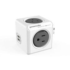 Allocacoc PowerCube Original USB; 4 Outlets Surge Protector 2 Small, Grey