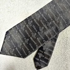 Vivienne Westwood Tie Orb Logo All-Over Silk Silver