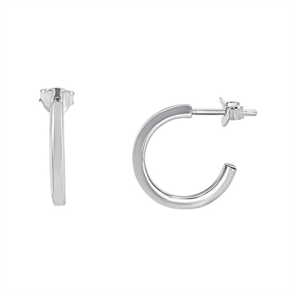 Huggie Creolen Vierkantrohr 925 Silber 15Mm Minimalistisch Schmal - Silverly-image