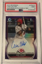 CAM COLLIER 2023 Bowman Chrome Auto purple refractor psa 9 🔥mint Reds🔥