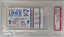 1965 WORLD SERIES GAME 7 TICKET - MVP SANDY KOUFAX (Dodgers) PSA