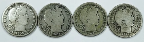 MIXED DATE BARBER HALF DOLLAR LOT! 4 TOTAL PIECES! COLLECTORS ITEMS! NR #P2001