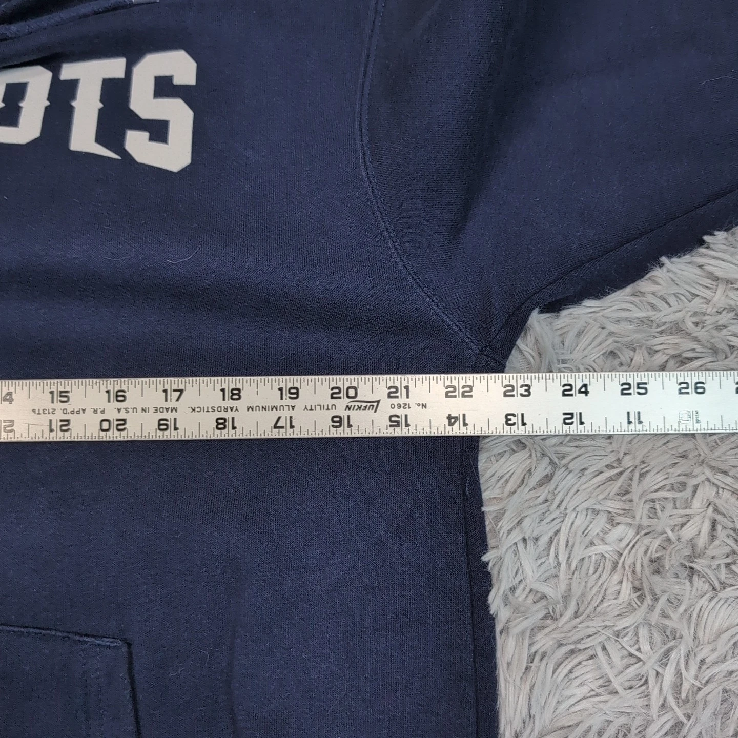 VETEMENTS Felpa New England Patriots uomo L felpa con cappuccio blu NFL calcio tasca attiva