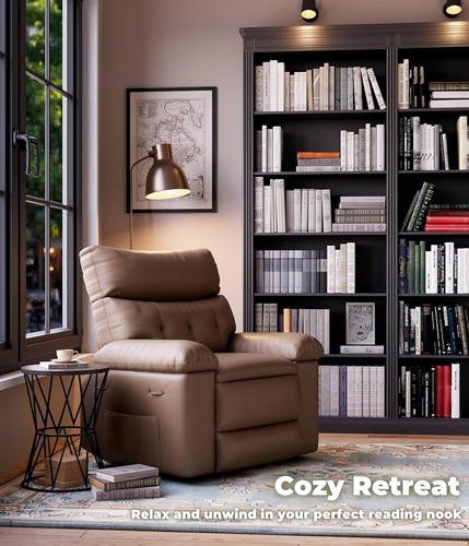 PU Leather Oversized Manual Recliner Chairs with with 1.5X Sponge 22" Seat Width - Picture 11 of 16