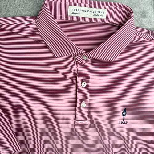 Holderness & Bourne The Perkins Polo Herren L 1923 bestickt Golfplatz Preppy