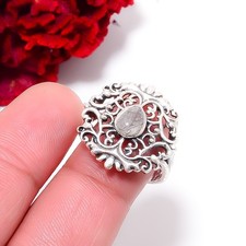 Black Rutilated Quartz - Brazil Handmade 925 Sterling Silver Ring S.8.5 R98019