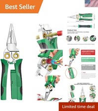 8-in-1 Wire Stripper for Electrician: Needle Nose Pliers with Voltage Green