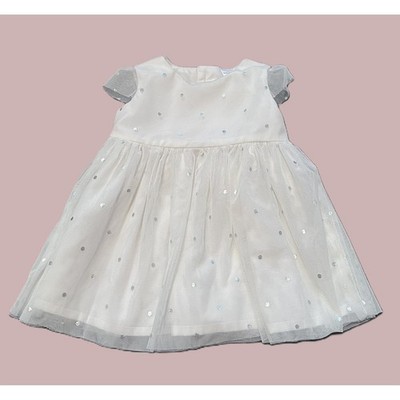 Carter's Off-White Fancy  Dress w/Silver Polka Dots, Infant Girl 3 mos.
