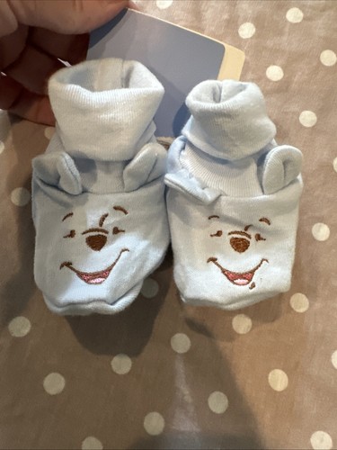 Winnie The Pooh Baby Slippers Newborn New Blue - Picture 3 of 6