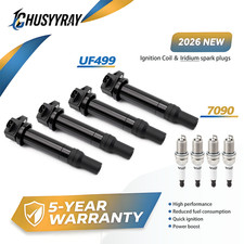 4Pack Ignition Coil  Iridium Spark Plugs For 2006-2011 Hyundai Accent Kia Rio5