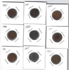 1880,85,86,91 1900,01,05,06,07 Lot Of 9 Indian Head Cents 1c Penny