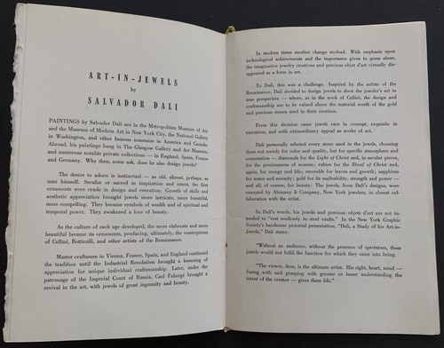 Art-in-Jewels by Salvador Dali 1960s Cheatham Foundation Exhibition Program - Bild 2 von 4