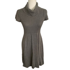 Calvin Klein Womens A-Line Sweater Dress Gray Cowl Neck Ribbed Medium