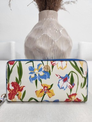 Torry Burch Floral Emerson Contintental Zip Around Wallet 