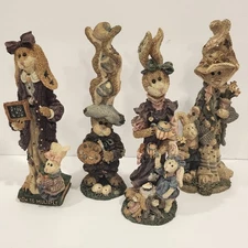 Boyds Bears Folkstone Lot of 4 Figurines Garden Tea Whimsy Resin 1990s