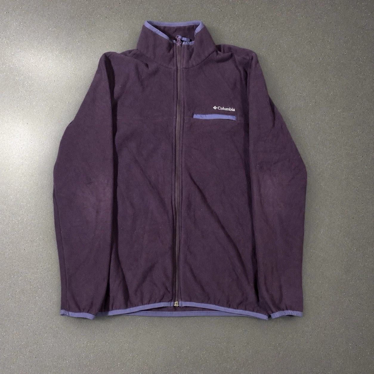 Columbia Mens M Purple Full Zip Fleece Jacket Stand-Up Outdoor Hiking - product detail image 1