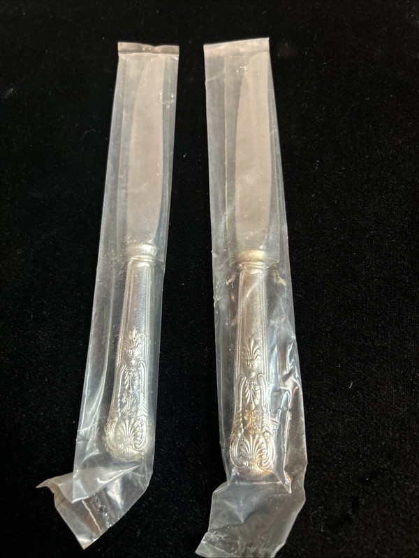 NEW Vintage Silverplate US Navy Dinner  Knife INSICO USN Anchor 9 1/8" Pair G