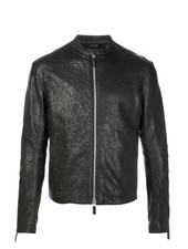 Emporio Armani Crinkled Lamb Leather Biker Jacket Black EU 46 Small BNWT £880 S