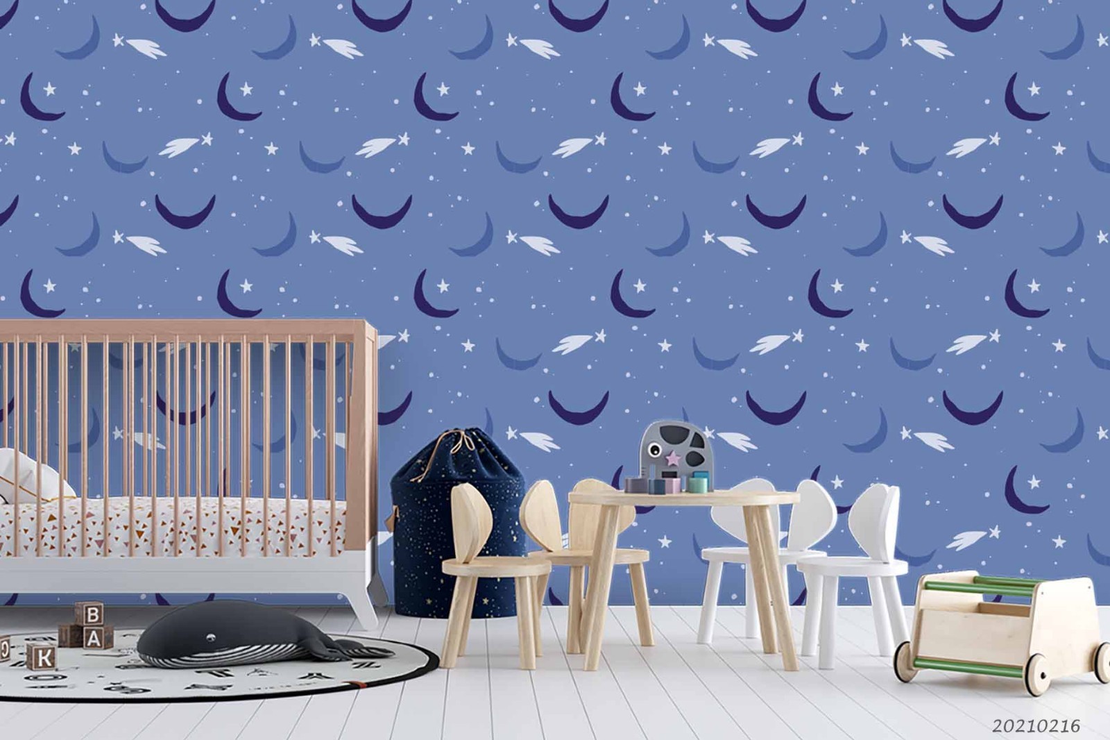 3D Space Moon Shooting Star Pattern Wall Murals Wallpaper Murals Wall Sticker 2