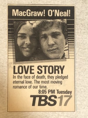 Love Story Movie Vtg Print Ad Ali McGraw Ryan O Neal Tpa27