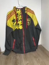 Real Salt Lake RSL Adidas Jacket XL Yellow & Black Windbreaker Full Zip Hooded