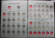 Australia 1910-1963 Silver 6 Pence Date Set Collection Complete, 48 Dates (25BX)
