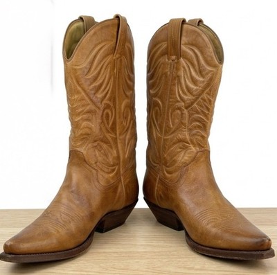 Tony Mora Handmade Leather Cowboy Boots Brown Men 9 (compare to Sendra) Spain