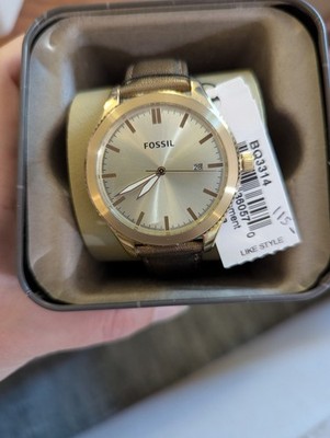 NWT Fossil Typographer Three-Hand Date Gold Polyurethane Watch BQ3314