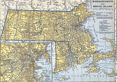 RHODE ISLAND, MASSACHUSETTS, MARYLAND & DELAWARE 1935  Railroad Maps. Hammond