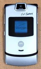 Motorola RAZR V3m - Silver and Black  Verizon  Cellular Flip Phone - READ