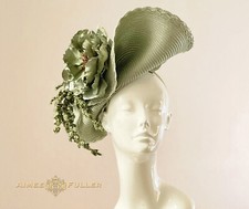 Elegant Fascinator Luxe Sage Green Floral Royal Ascot Kentucky Derby Del Mar Hat