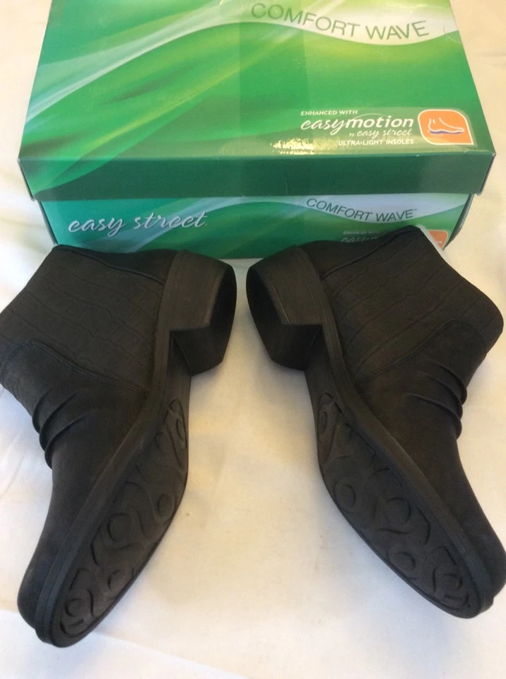 Botines Easy Street Verna para mujer talla 7 WW negros punta redonda tacón cubano cremallera Foto 4 de 4