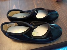 Girls Dance Time Class Black Patent Tap Shoes Size 8.5 8 1/2 