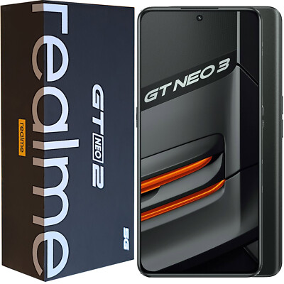 Brandneu in Originalverpackung Realme GT Neo3 80W 5G Asphalt schwarz 256GB + 8GB Dual-SIM entsperrt Simlockfrei