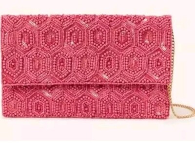 Monsoon Accessoire klassische Perlen Clutch Schultertasche Hand Perlen orange neu mit Etikett