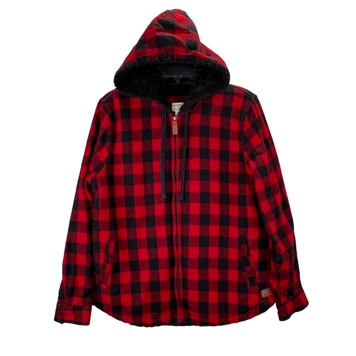 LL Bean Relaxed Fit Flannel Shacket M Sherpa Lined Scotch Plaid
