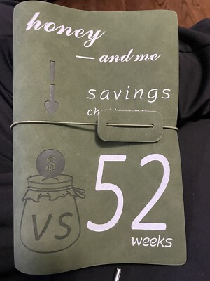 52 Weeks Couple Challenge Money Saving Handbook Cash Savings Binder GREEN NEW!!