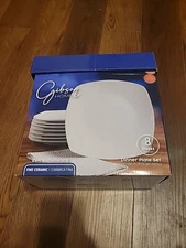 Dinner Plate Set Gibson Home  Zen Buffetware Fine Ceramic 8 Pc New White 9.5 In.