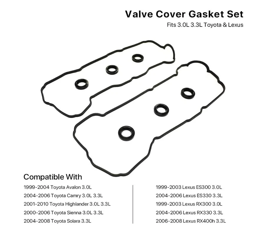 Engine Valve Cover Gasket Set for Toyota Sienna 2000-2006 3.0L 3.3L V6 - Изображение 2 из 4