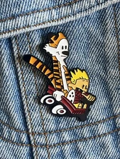 Large Calvin And Hobbes Comic Enamel Pin - Excellent Condition