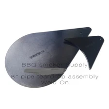 LavaLock® 8" Pipe Tear Drop BBQ Draft Smoker Damper Exhaust Smokestack Weld-On