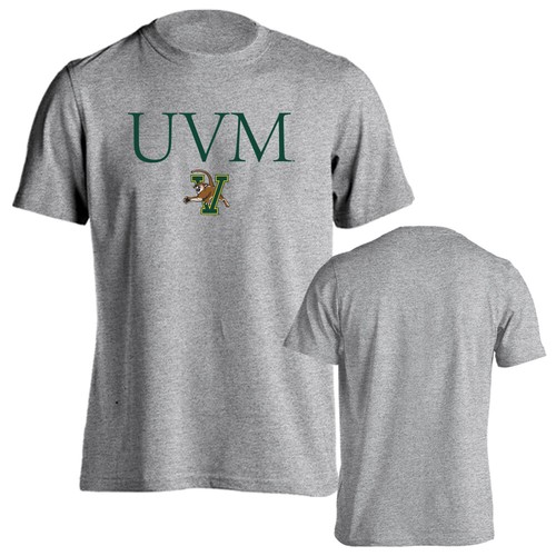 University of Vermont Catamounts UVM Initials Mascot Logo Short Sleeve T-Shirt - Picture 2 of 15